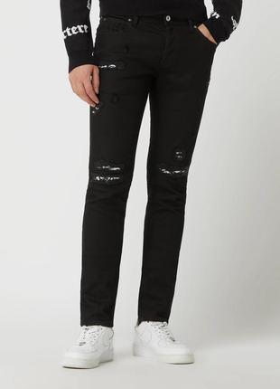 Джинси just cavalli black distressed super slim jeans1 фото