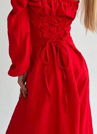 Женское длинное красное платье жаккард