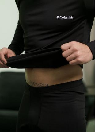Термобілизна комплект columbia з 30007 фліс для чоловіків штани та кофта чоловіча чорний -20°с5 фото