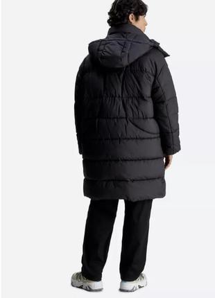Пальто большого размера черное плащевое зимнее мужское calvin klein jeans2 фото