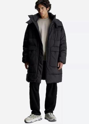 Пальто великого розміру чорне зимове чоловіче плащове calvin klein jeans