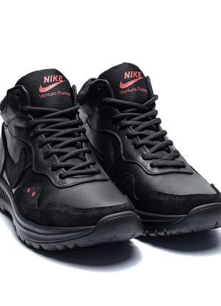 Мужские зимние кожаные кроссовки nike venture runner black7 фото