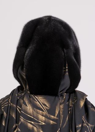 Женский зимний норковый платок на голову черного цвета4 фото