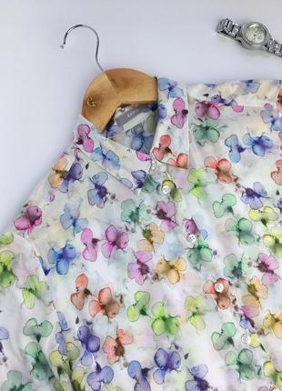 Женская рубашка блуза в цветы белая разноцветная2 фото