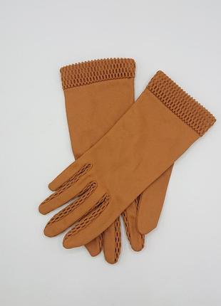 Шикарные текстильные женские перчатки ржи цвета1 фото