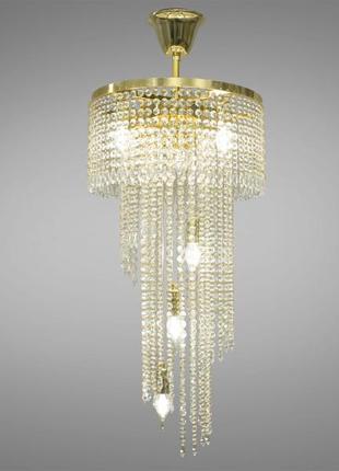 Хрустальная люстра-каскад на 8 ламп золото fh011/400x1000g