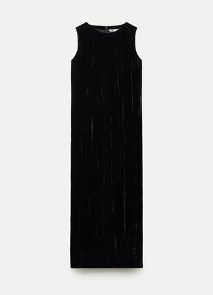 Бархатное платье zw collection с жатым эффектом zara6 фото