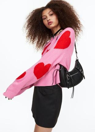 Женская кофта джемпер свитер сердечки h&m 4