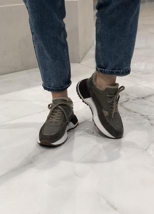 Кросівки жіночі зима бежеві натуральна замша+шкіра на цигейці h301m-16-2 anemone 3170