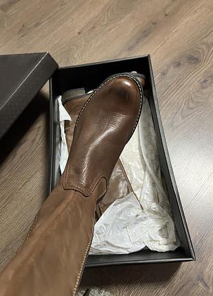 Сапоги ботинки кожаные женские коричневые зимние утепленные dolce pietro на замке высокий малый каблук