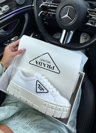 Кеди prada double wheel nylon gabardine white premium3 фото