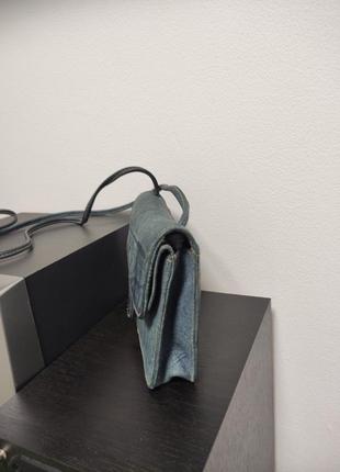 Маленькая кожаная мини сумочка для телефона голубая морская волна кошелек сумка шкіряна гаманець косметичка с зеркалом кошелёк2 фото