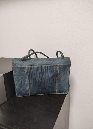 Маленькая кожаная мини сумочка для телефона голубая морская волна кошелек сумка шкіряна гаманець косметичка с зеркалом кошелёк3 фото
