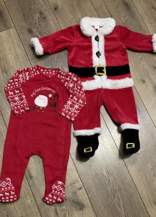 Набор из двух комбинезонов- мое первое рождество я санта но-но-но mini club (англия)