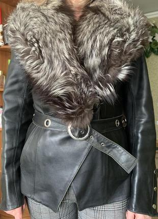 Женская кожаная куртка натуральный мех