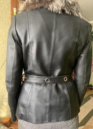 Женская кожаная куртка натуральный мех2 фото