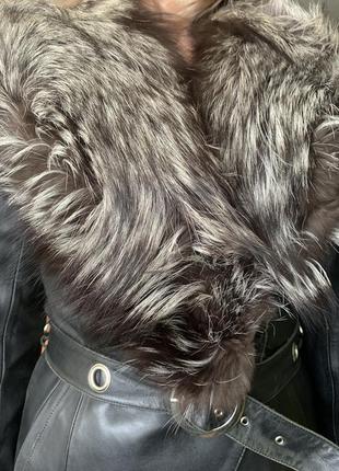 Женская кожаная куртка натуральный мех4 фото