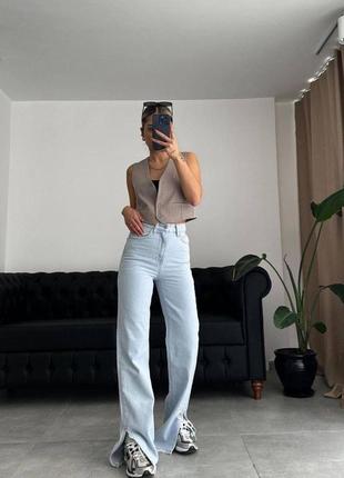 Джинсы светло голубые с разрезами premium🤩 качественные джинсы 💗 светлые джинсы с разрезами 🌸