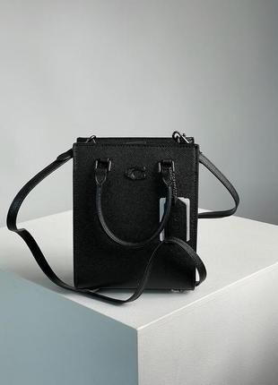Женская сумка coach tote16 with signature canvas black premium2 фото