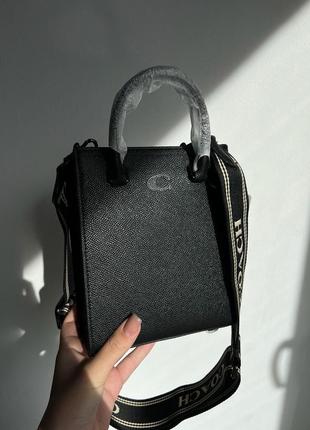 Женская сумка coach tote16 with signature canvas black premium5 фото