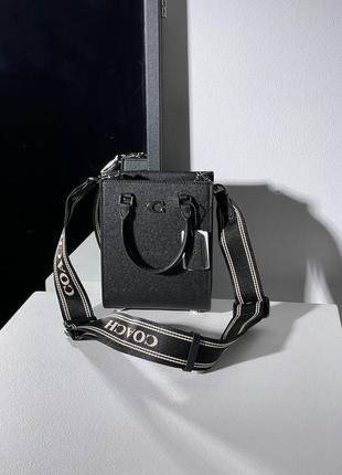 Женская сумка coach tote16 with signature canvas black premium8 фото