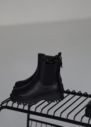 Зимові шкіряні челсі черевики чорні чоботи зимние челси ботинки3 фото