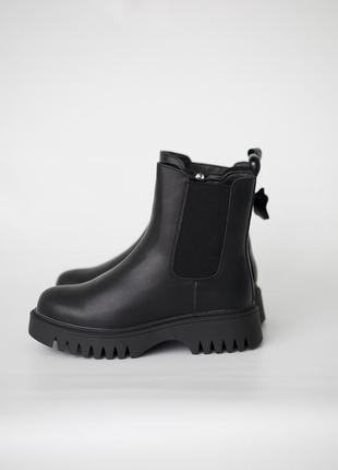 Зимові шкіряні челсі черевики чорні чоботи зимние челси ботинки1 фото
