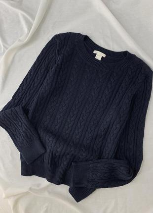 Темно синій джемпер в коси h&m