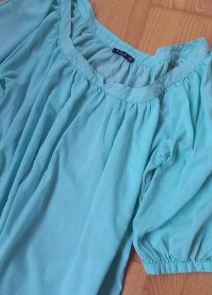 Платье туника мятного цвета оверсайз с объёмными рукавами сарафан сукня пляжное платье5 фото