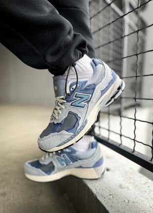 Чоловічі кросівки сірі з блакитним new balance 2002r "protection pack light arctic blue"