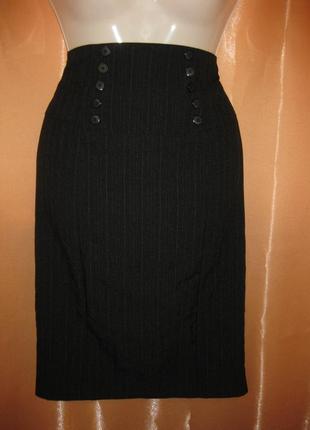 Силуэтная классическая строгая офисная деловая юбка миди черная в офис на работу большой размер 12uk7 фото