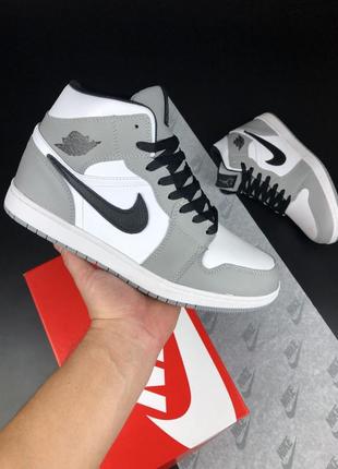 Чоловічі кросівки nike air jordan 1 retro grey сірі повсякденні найк аїр джордан високі демісезонні