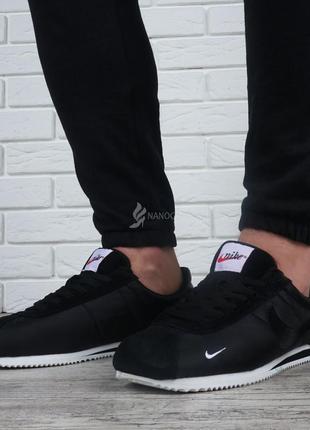 Кроссовки мужские nike cortez black вьетнам текстильные замш черные4 фото