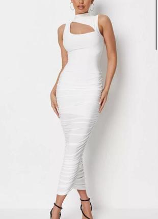 Белое платье длинное скимс skims xs s макси миди с вырезом на груди1 фото