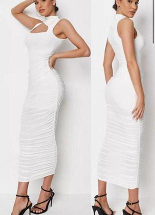 Белое платье длинное скимс skims xs s макси миди с вырезом на груди3 фото