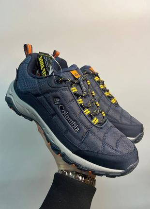 Мужские зимние кроссовки с оранжевым columbia waterproof low blue orange1 фото