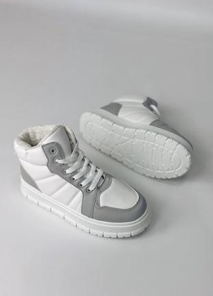 Женские сникерсы белые зимние sneakers ayron grey5 фото