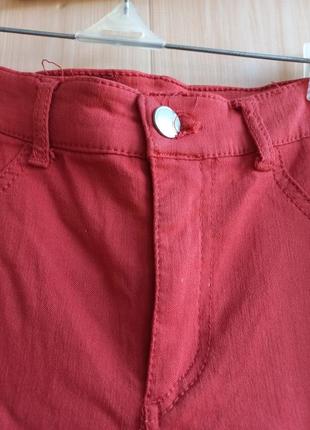 Стрейчевые брюки джинсы кирпичные l размер6 фото