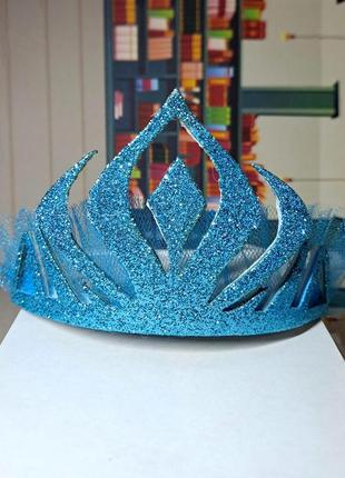 Корона ельзи з фатіном голуба діадема холодне серце королева пррнцеса