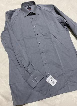 Сорочка сіра бавовняна чоловіча сорочка сіра котонова фірмова з карманом rotal class- 40p2 фото