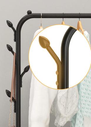 Мобильная вешалка для одежды с полкой на колесиках 145х80х42 см, складная вешалка для...