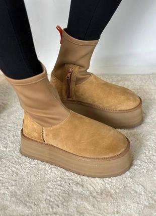 Уги носок натуральные рыжие ugg замша мех2 фото