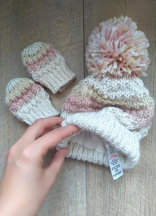 Зимний комплект шапка и перчатки2 фото