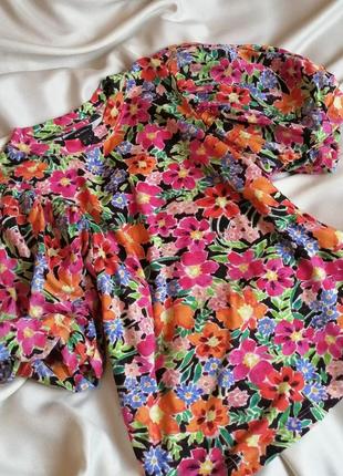 Цветочная блуза с объемными рукавами2 фото