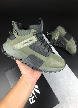 Жіночі кросівки reebok zig kinetica army green (хакі) взуття рибок зиґ водонепроникний нейлон єврозиму