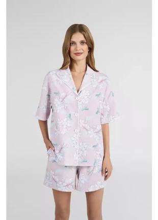 Еллен  "flora"  жіноча піжама з натуральної тканини шортами та сорочкою