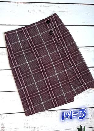 1+1=3 модная темно-розовая короткая юбка высокая посадка marks&amp;spencer, размер 44 - 46