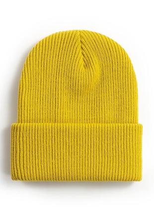 Стильная новая шапка унисекс в жёлтом цвете качественная