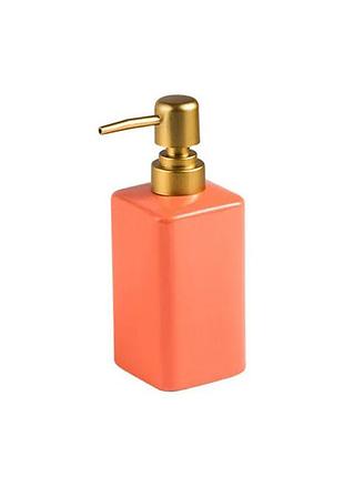 Стильний диспенсер для мила з кераміки на 320 мл, пляшка з дозптором для рідкого мила чи шампуню, рожевий