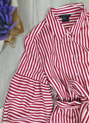 Платье-рубашка armani exchance с длинным рукавом красное в белую полоску размер 10/44 (l)5 фото